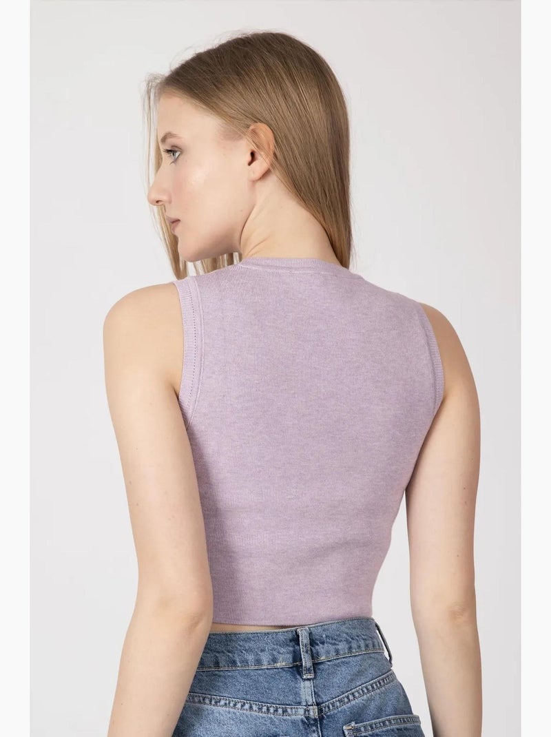 Top de alças gola redonda de malha curto hiccup Roxo - Kiabi