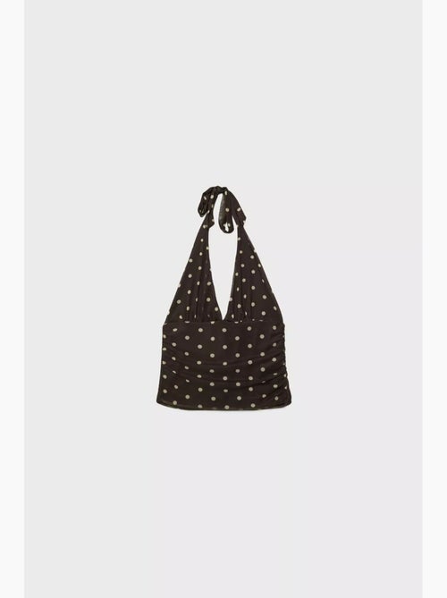 Top de alças halter bolinhas curto hiccup - Kiabi Top de alças halter bolinhas curto hiccup - Kiabi