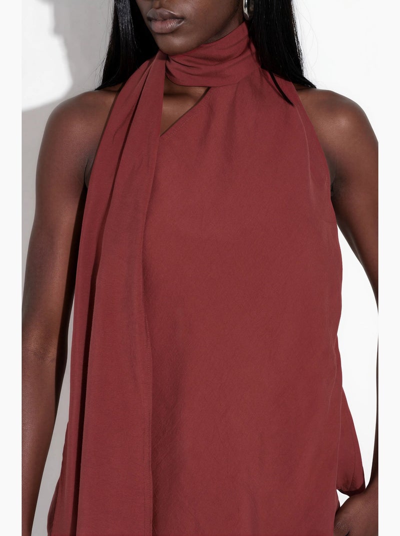 Top de alças halter detalhe lenço hiccup Vermelho escuro - Kiabi