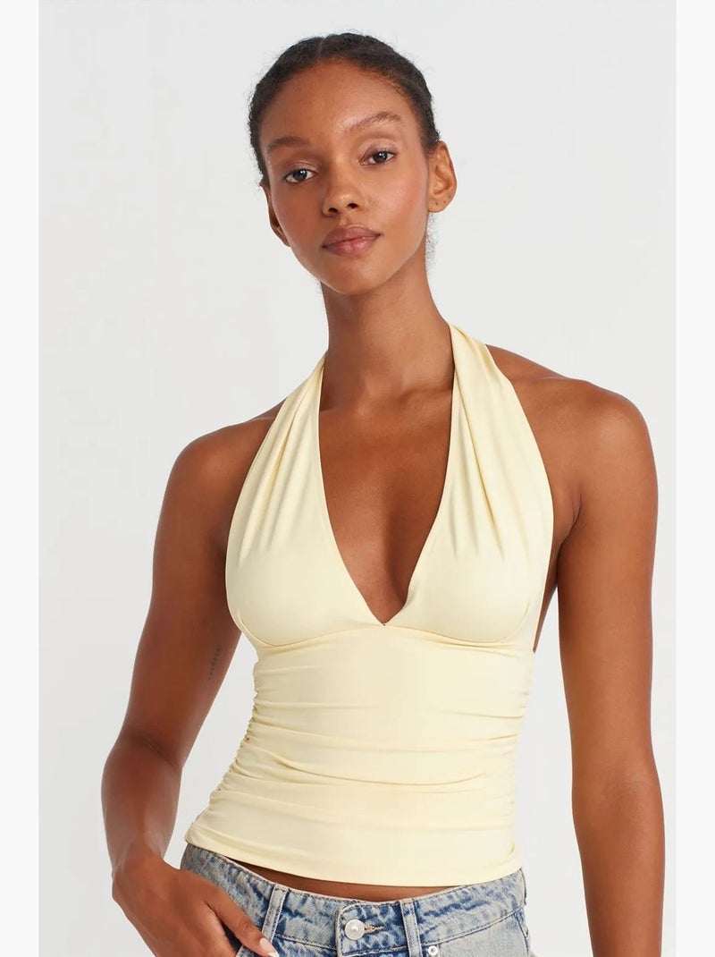 Top de alças halter dilvin Amarelo-limão - Kiabi