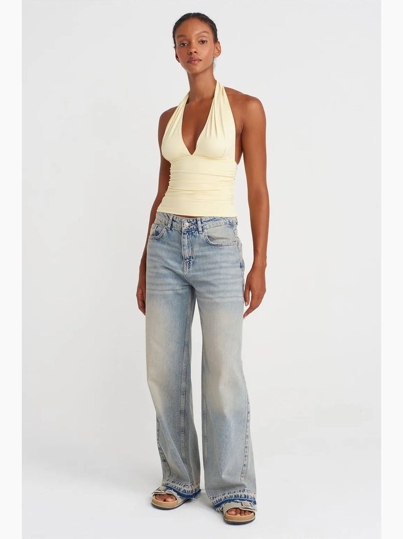 Top de alças halter dilvin Amarelo-limão - Kiabi