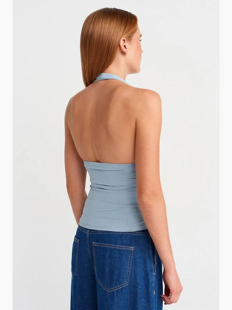 Top de alças halter dilvin Azul-céu - Kiabi