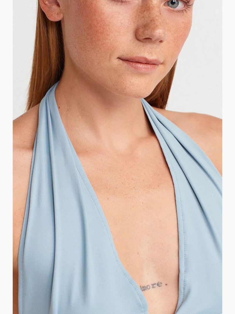 Top de alças halter dilvin Azul-céu - Kiabi