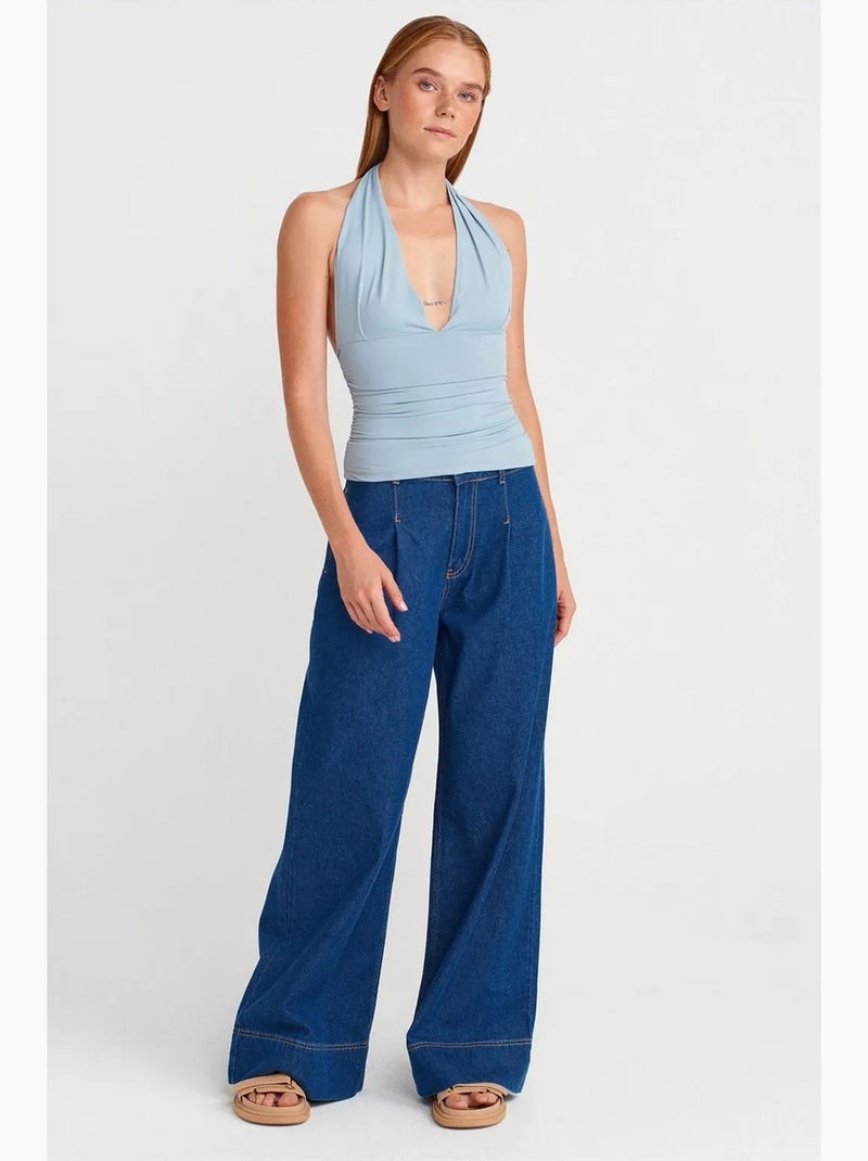 Top de alças halter dilvin Azul-céu - Kiabi