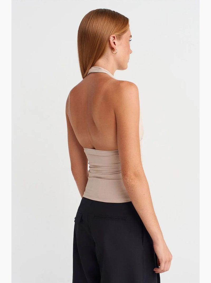 Top de alças halter dilvin Bege-argila - Kiabi