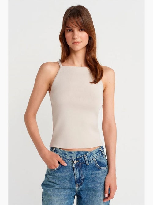 Top de alças halter em malha com laço dilvin - Kiabi