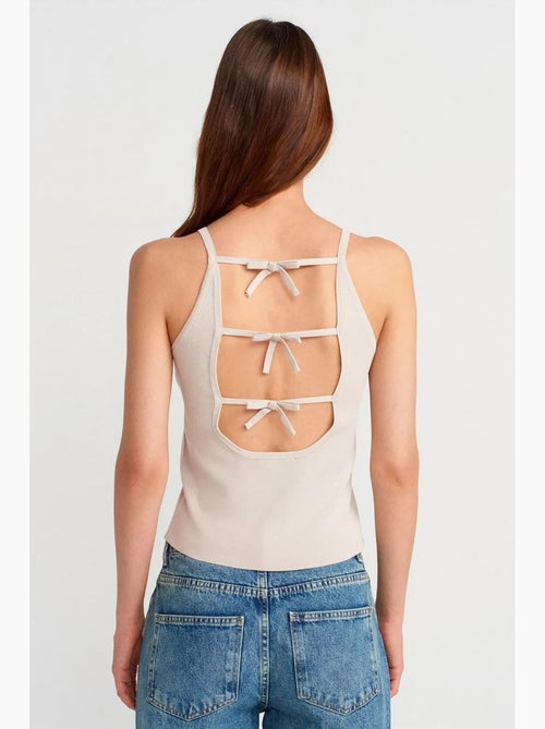 Top de alças halter em malha com laço dilvin - Kiabi