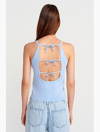 Top de alças halter em malha com laço dilvin