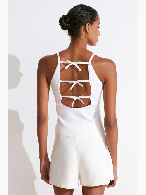 Top de alças halter em malha com laço dilvin - Kiabi