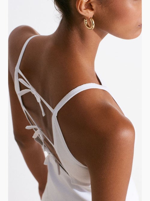 Top de alças halter em malha com laço dilvin - Kiabi