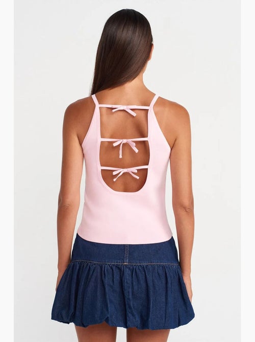 Top de alças halter em malha com laço dilvin - Kiabi Top de alças halter em malha com laço dilvin - Kiabi