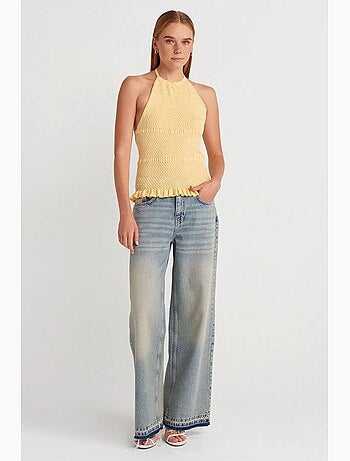 Top de alças halter em malha dilvin