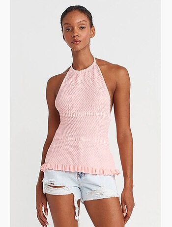 Top de alças halter em malha dilvin
