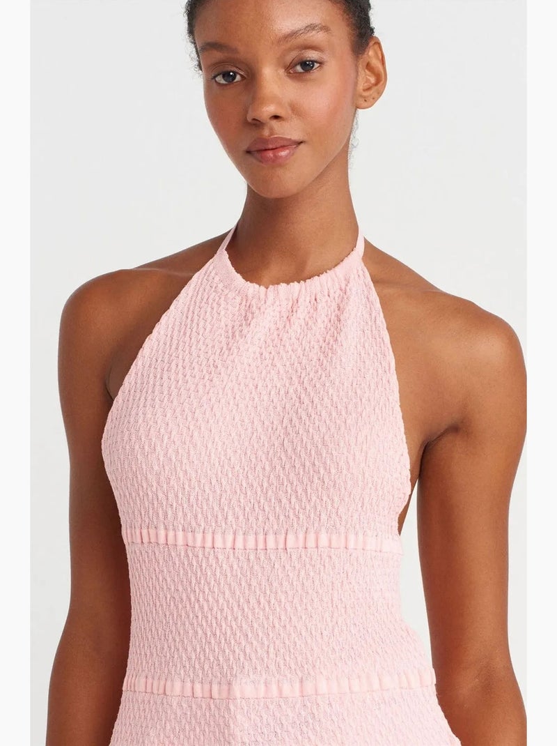 Top de alças halter em malha dilvin Rosa-pálido - Kiabi