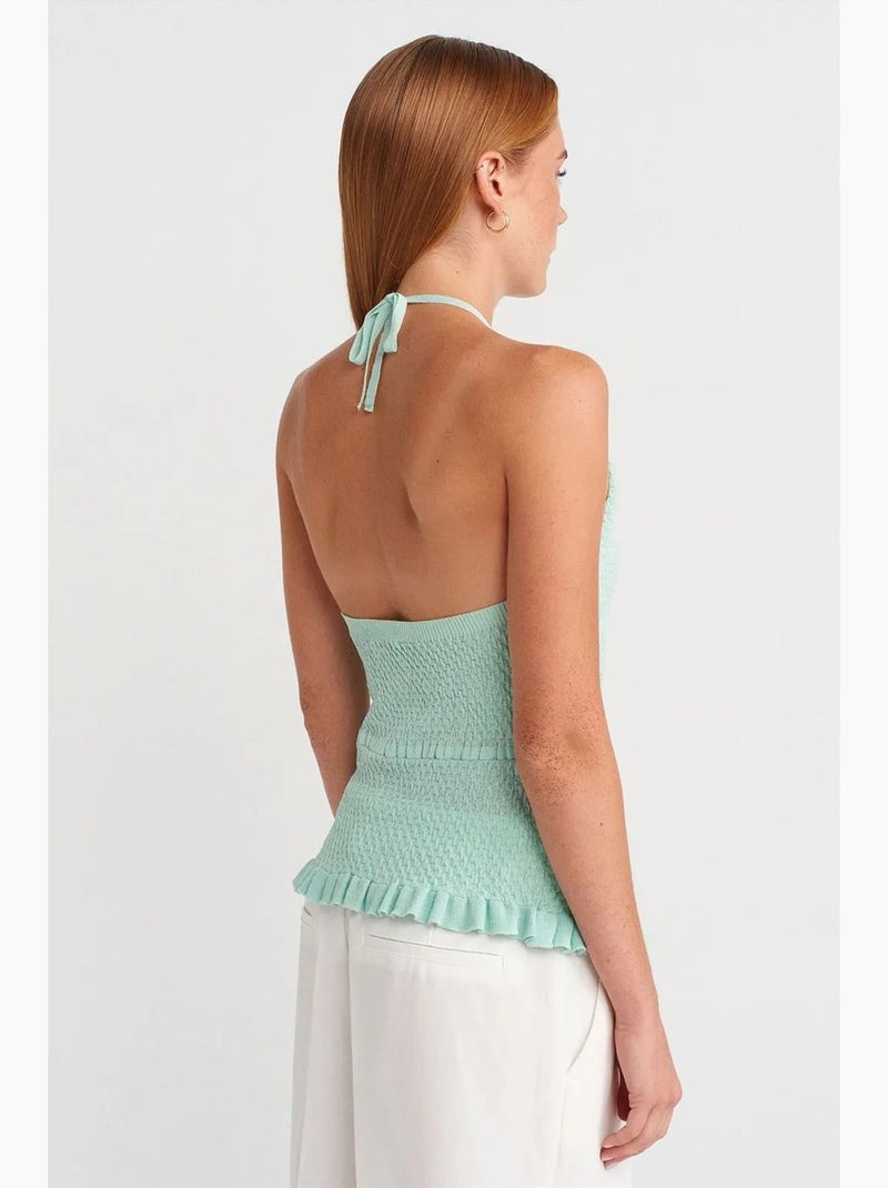 Top de alças halter em malha dilvin Verde menta - Kiabi