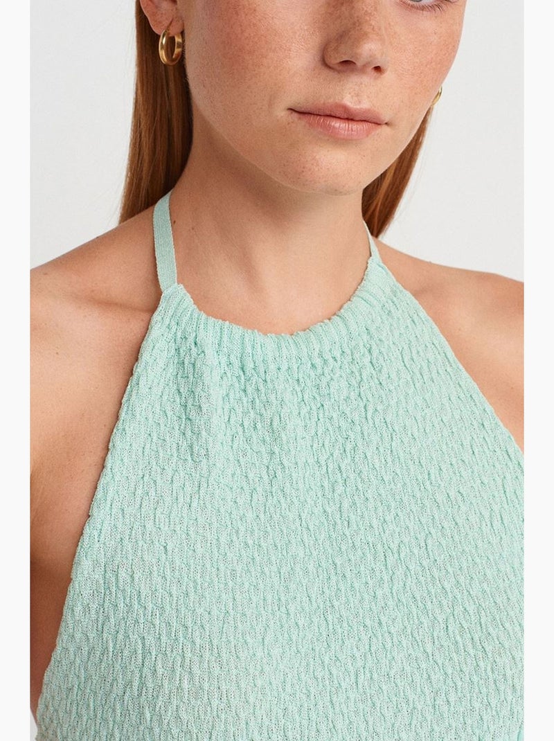 Top de alças halter em malha dilvin Verde menta - Kiabi