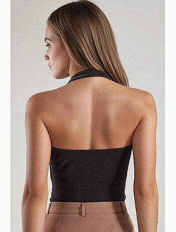 Top de alças halter em malha hiccup
