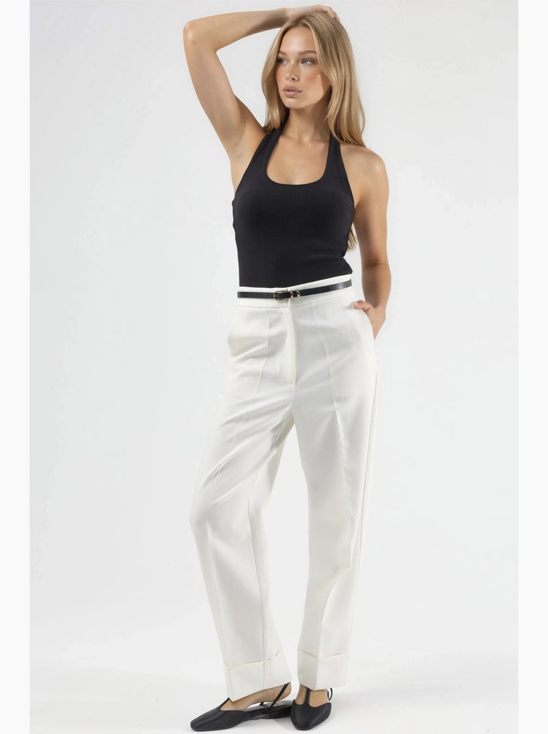 Top de alças halter em malha hiccup Preto - Kiabi