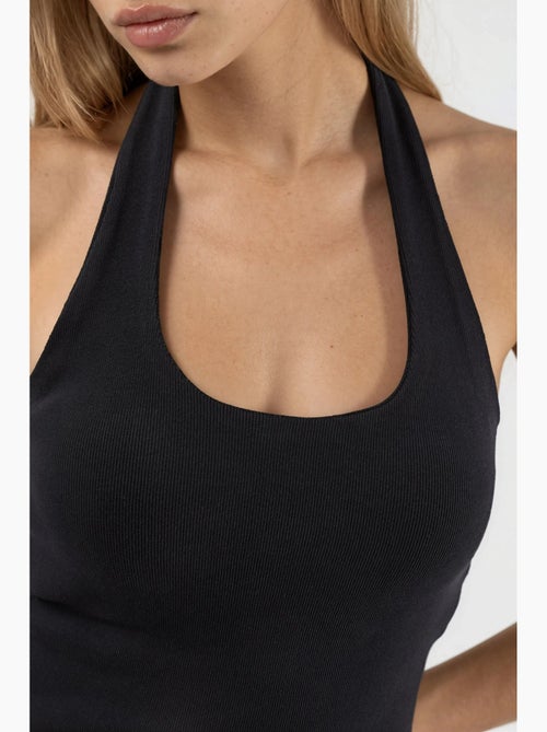 Top de alças halter em malha hiccup - Kiabi Top de alças halter em malha hiccup - Kiabi