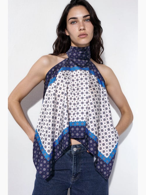 Top de alças halter lenço acetinado hiccup - Kiabi