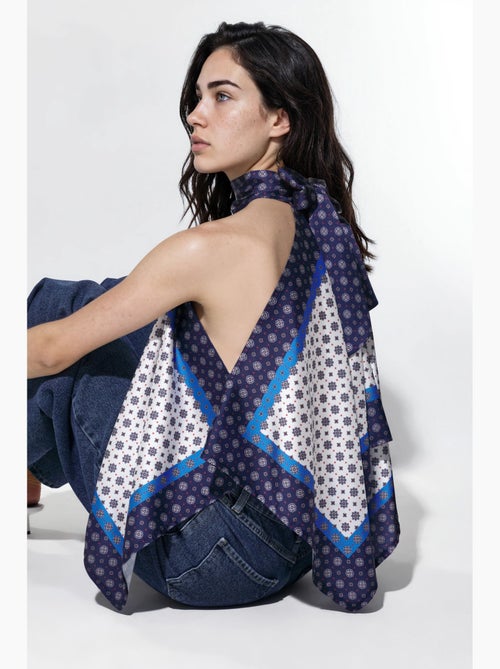 Top de alças halter lenço acetinado hiccup - Kiabi