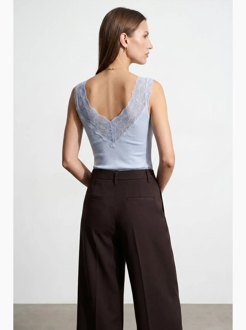 Top de alças justo em renda dilvin Azul-céu - Kiabi