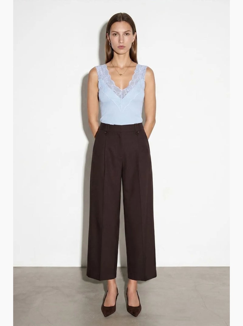 Top de alças justo em renda dilvin Azul-céu - Kiabi