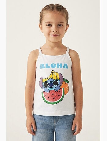 Top de alças lilo & stitch branco menina | licença oficial