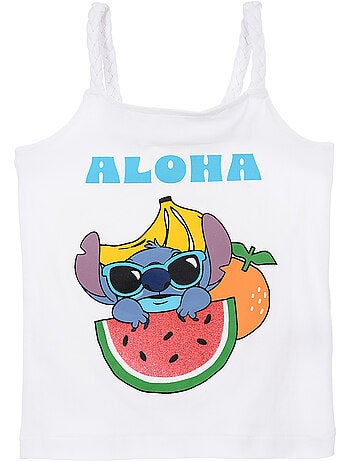 Top de alças lilo & stitch branco menina | licença oficial