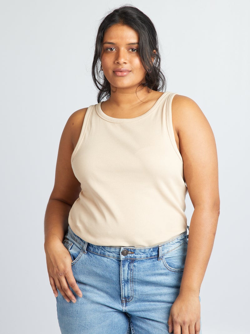 Top de alças liso BEGE - Kiabi