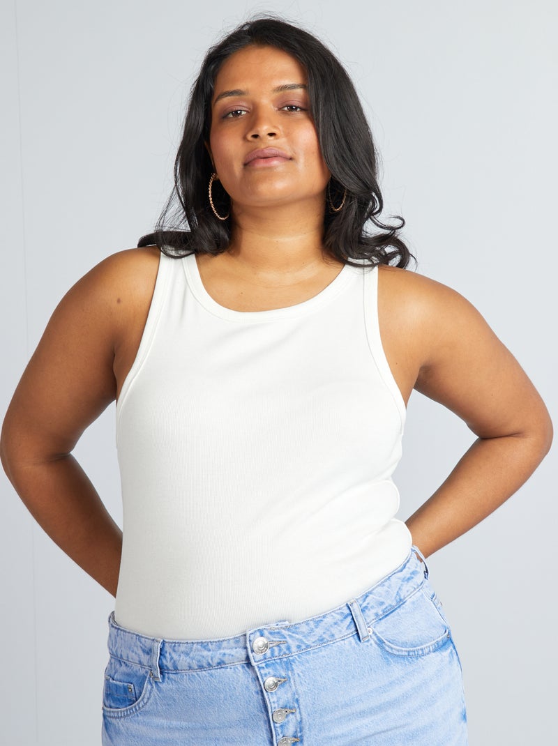 Top de alças liso Branco - Kiabi
