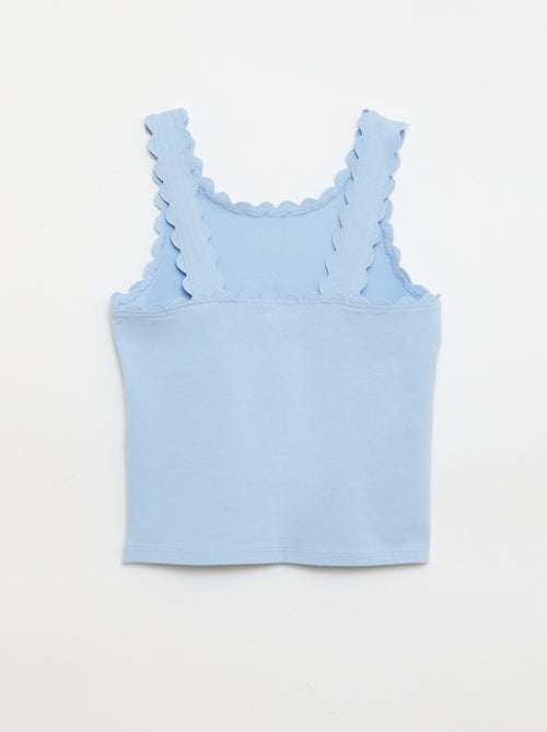 Top de alças liso com bordas onduladas - Kiabi