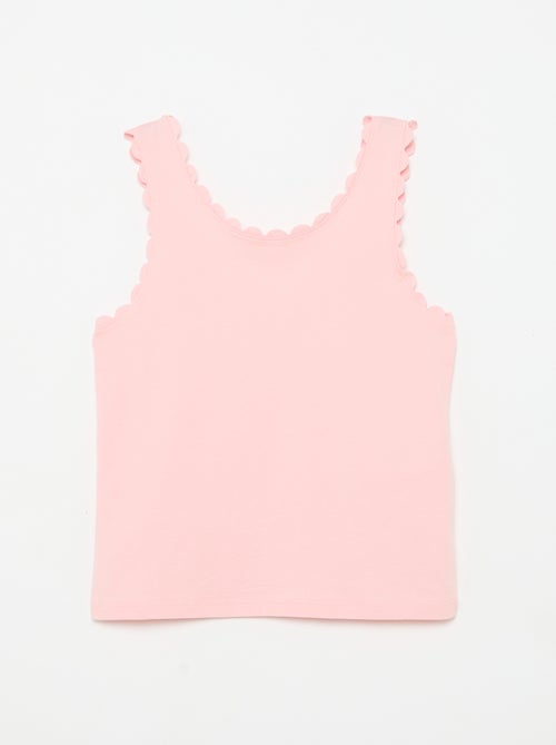 Top de alças liso com bordas onduladas - Kiabi