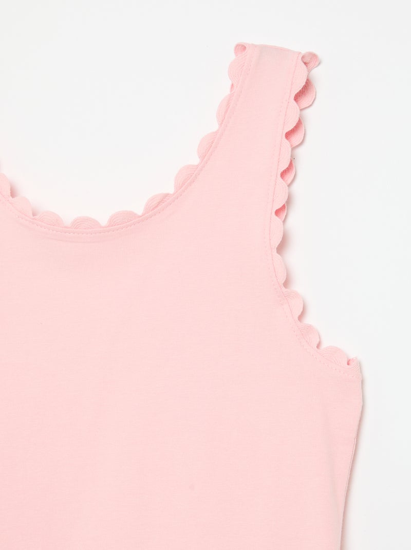 Top de alças liso com bordas onduladas Rosa - Kiabi