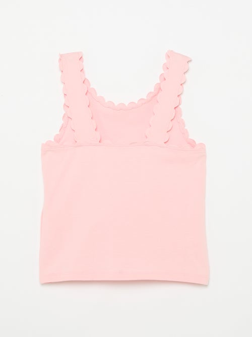 Top de alças liso com bordas onduladas - Kiabi