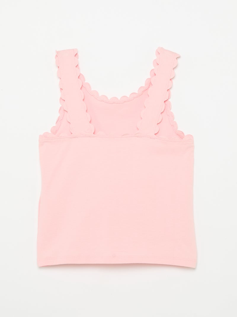Top de alças liso com bordas onduladas Rosa - Kiabi