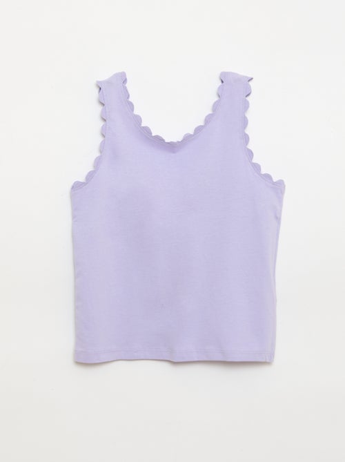 Top de alças liso com bordas onduladas - Kiabi