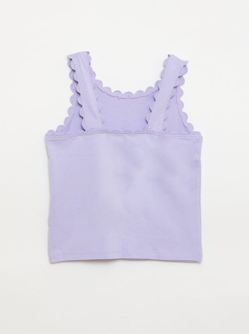 Top de alças liso com bordas onduladas - Kiabi