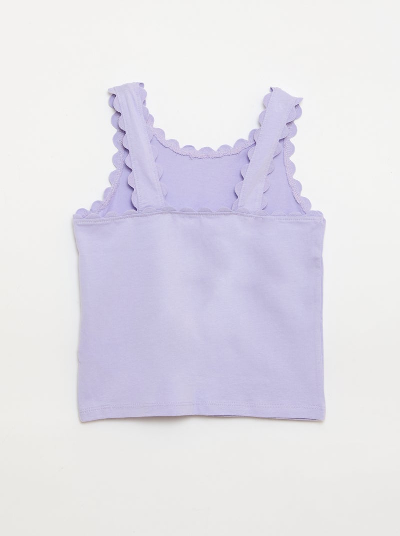 Top de alças liso com bordas onduladas Violeta - Kiabi