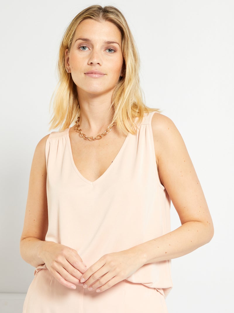 Top de alças liso com tecido suave ROSA - Kiabi
