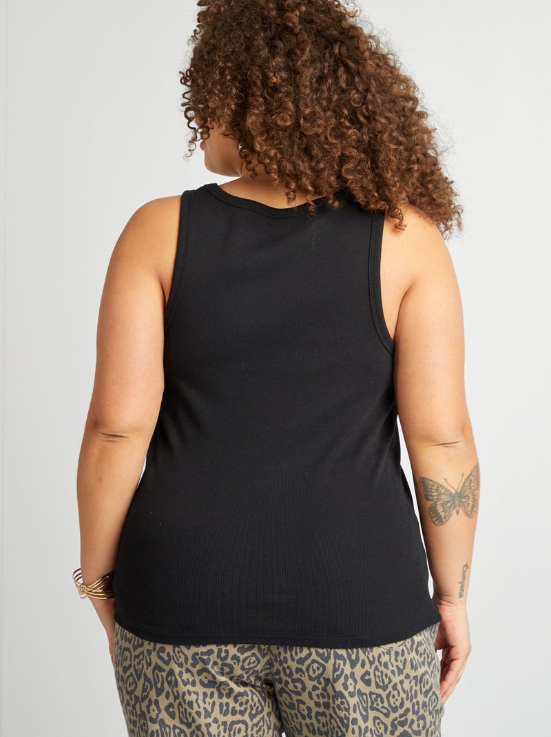 Top de alças liso Preto - Kiabi
