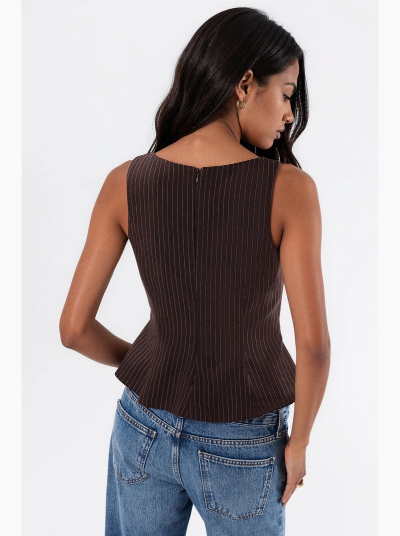 Top de alças peplum hiccup Castanho - Kiabi