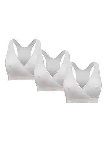 Top de amamentação keep cool - conjunto de 3 - branco - tamanho s - conforto para a noite