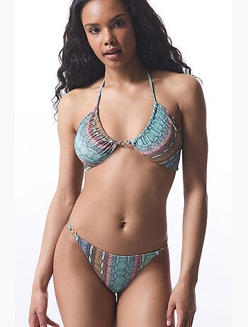 Top de biquíni aida reverse v com estampa de cobra penti