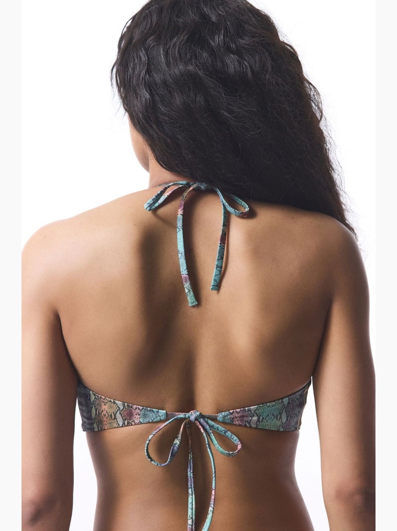 Top de biquíni aida reverse v com estampa de cobra penti Verde menta - Kiabi