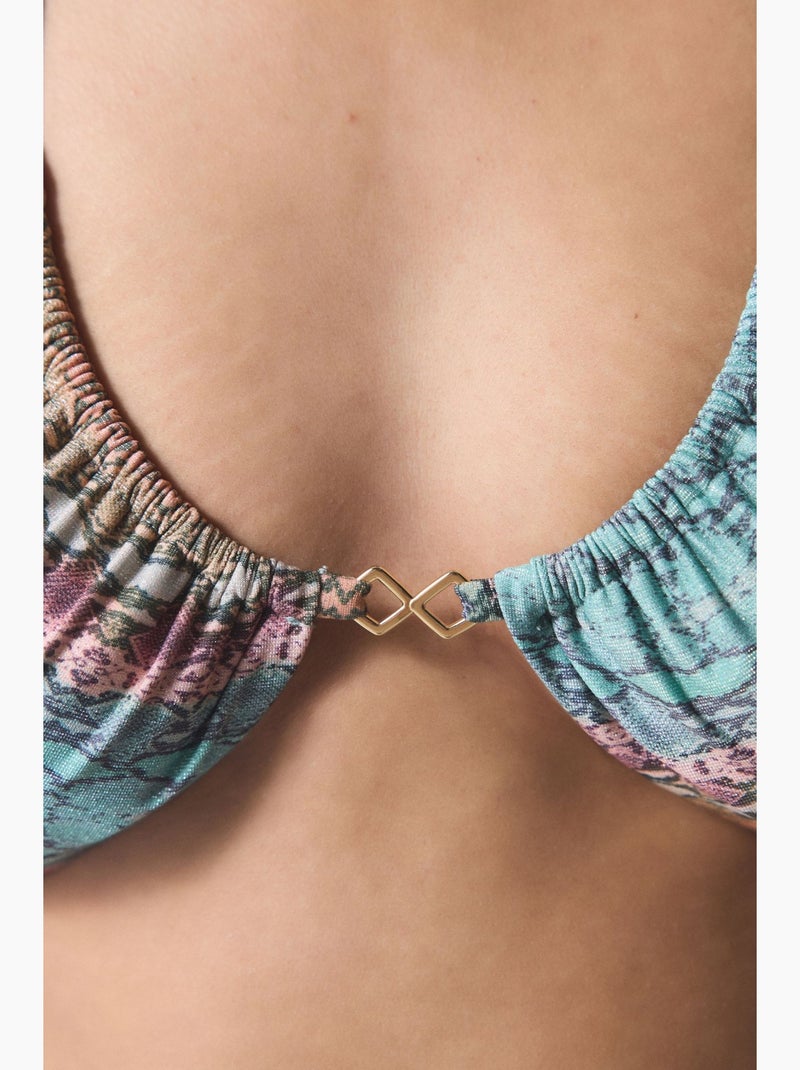 Top de biquíni aida reverse v com estampa de cobra penti Verde menta - Kiabi