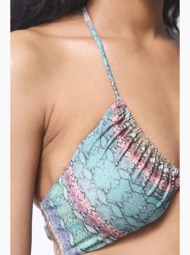 Top de biquíni aida reverse v com estampa de cobra penti Verde menta - Kiabi
