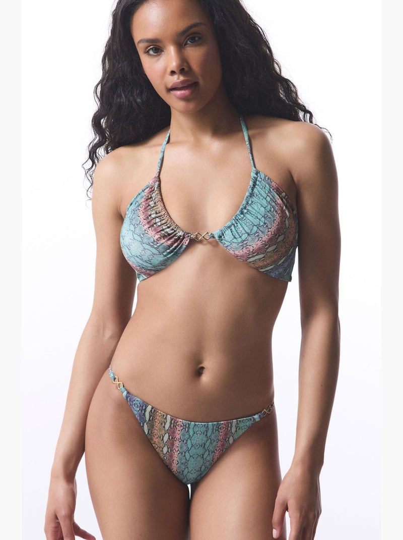 Top de biquíni aida reverse v com estampa de cobra penti Verde menta - Kiabi