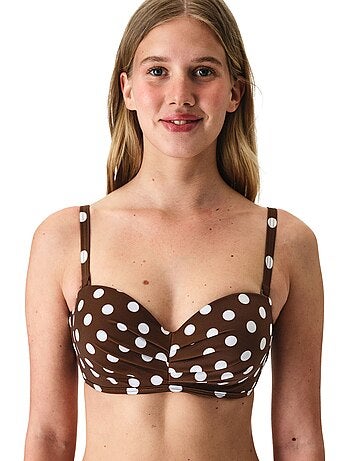 Top de biquíni bandeau polka dot lotus penti