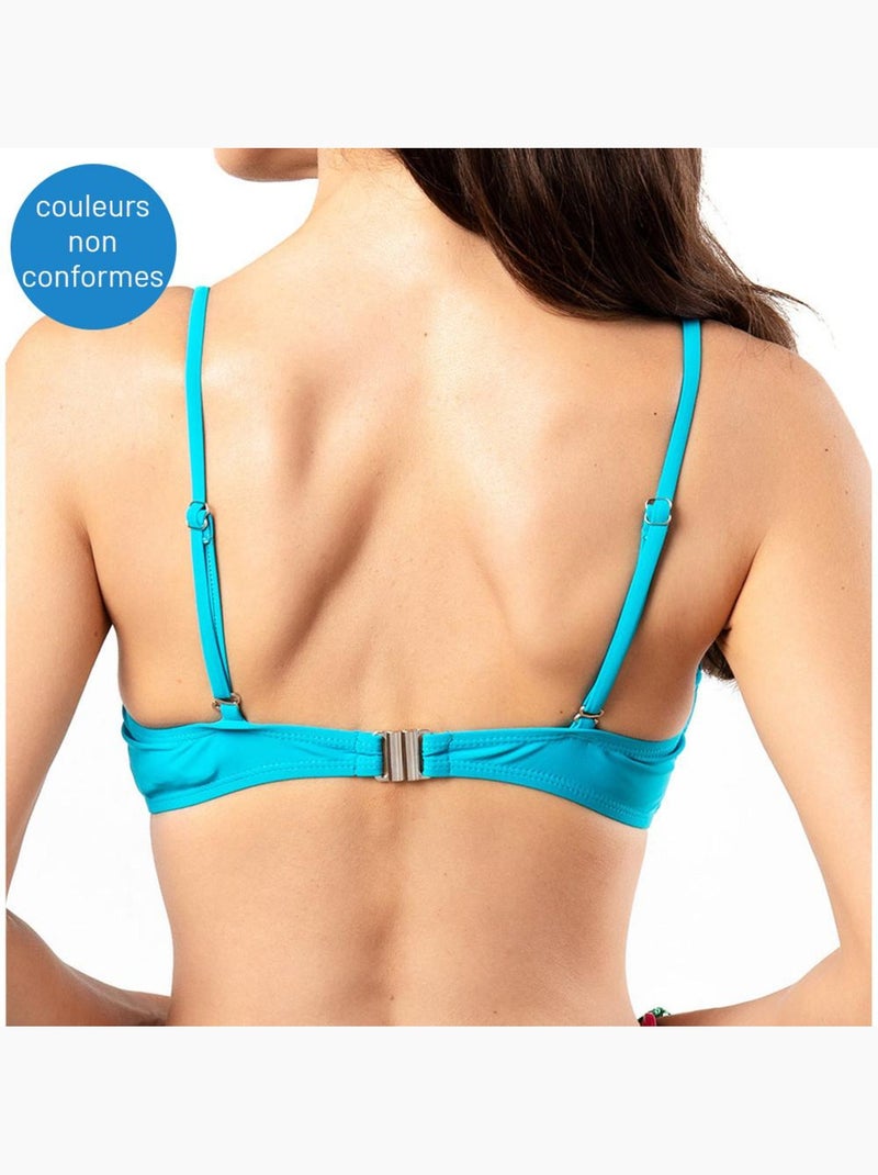 Top de Biquíni Bandeau Turquesa com Padrões para Mulher Sun Project 2831 Azul-turquesa - Kiabi